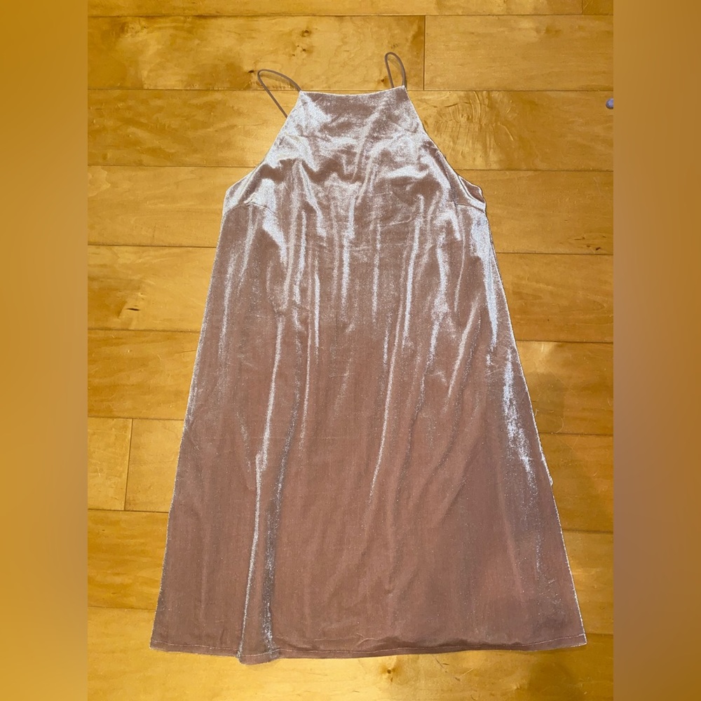 Light Pink Velvet Dress with Lace up back